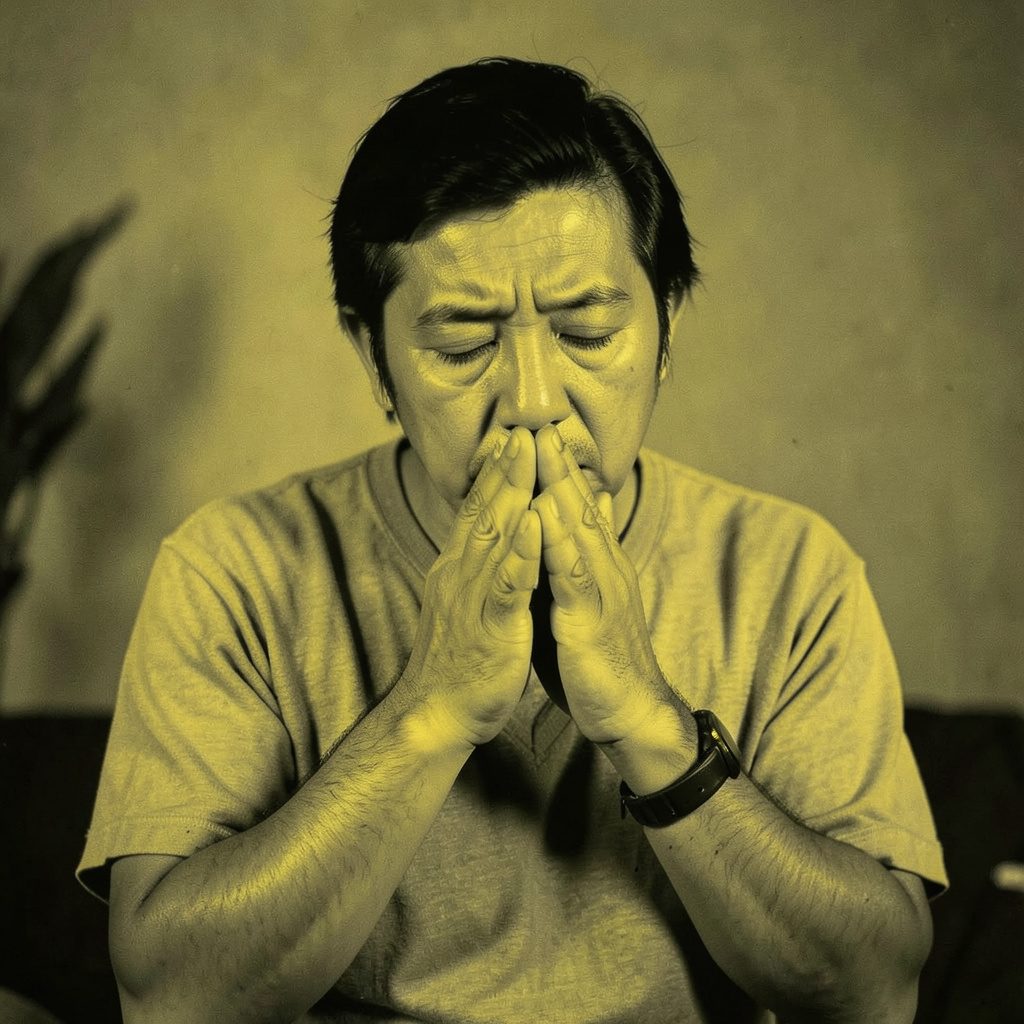 Praying hands against a warm, subdued background
